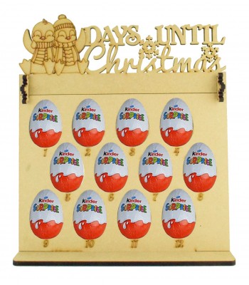 6mm Kinder Eggs Holder 12 Days of Christmas Advent Calendar with 'Days Until Christmas' Penguins Topper